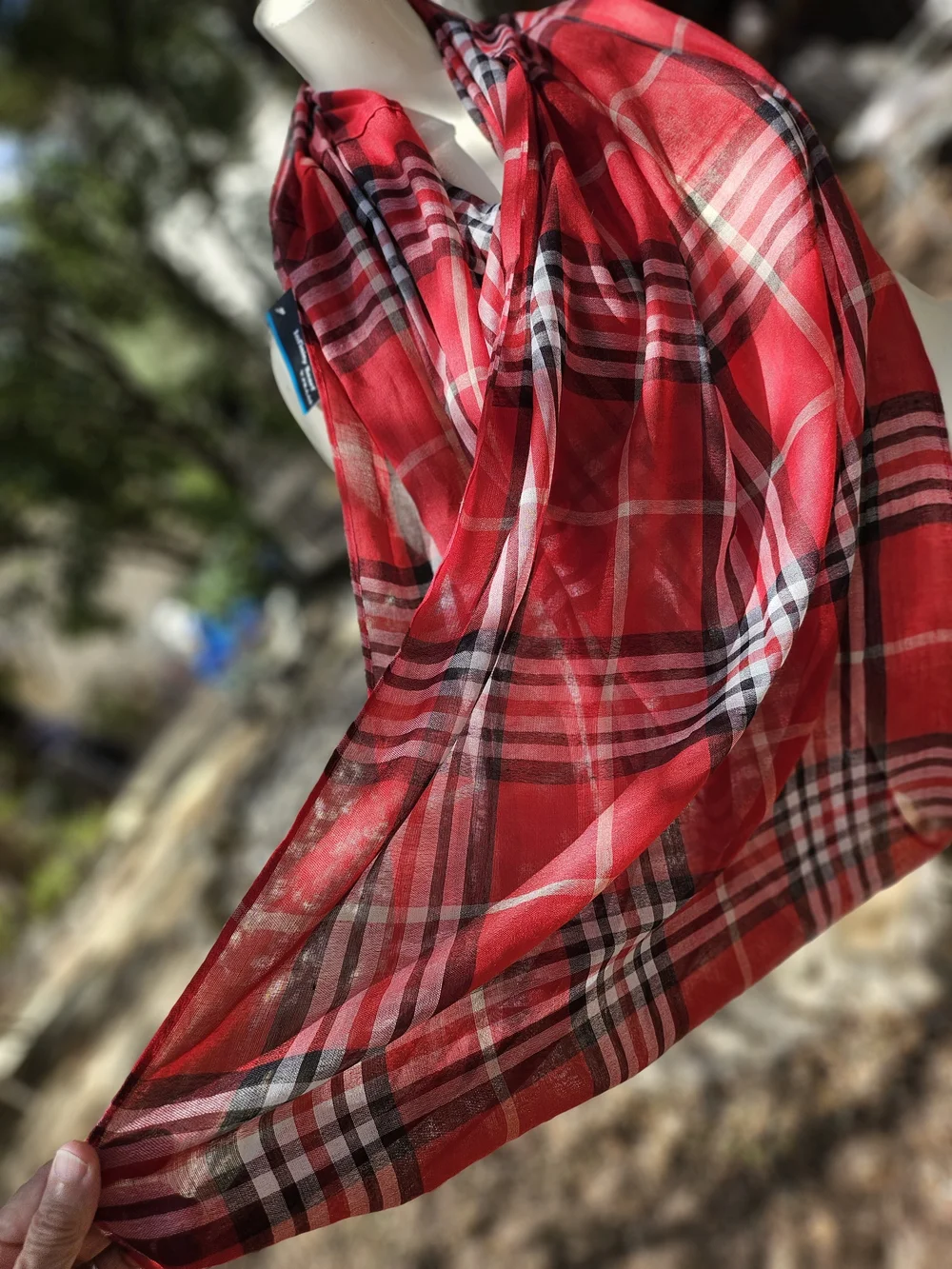 New W Tag V. FRAAS Red Plaid Infinity Scarf